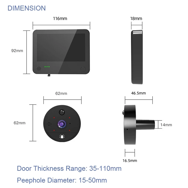 Imagem -04 - Tuya Smart Peephole Video Campainha Câmera Wifi Door Bell Viewer Detecção de Movimento App Controle Remoto para Casa 1080p