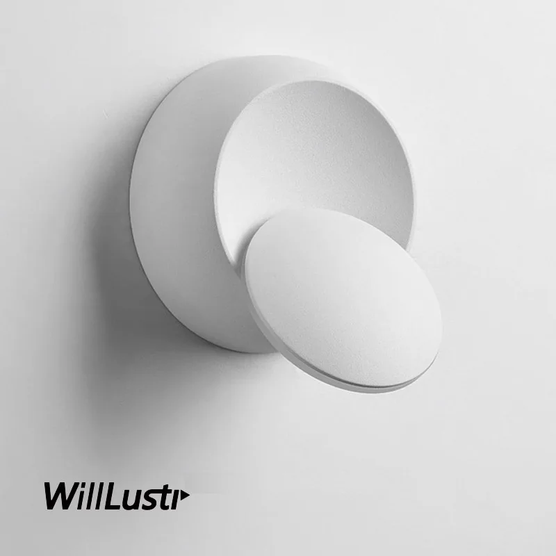 360° Rotatable Wall Lamp Aluminum Sconce Crescent Moon Eclipse Hotel Cafe Hall Aisle Staircase Balcony Bedside Modern LED Light