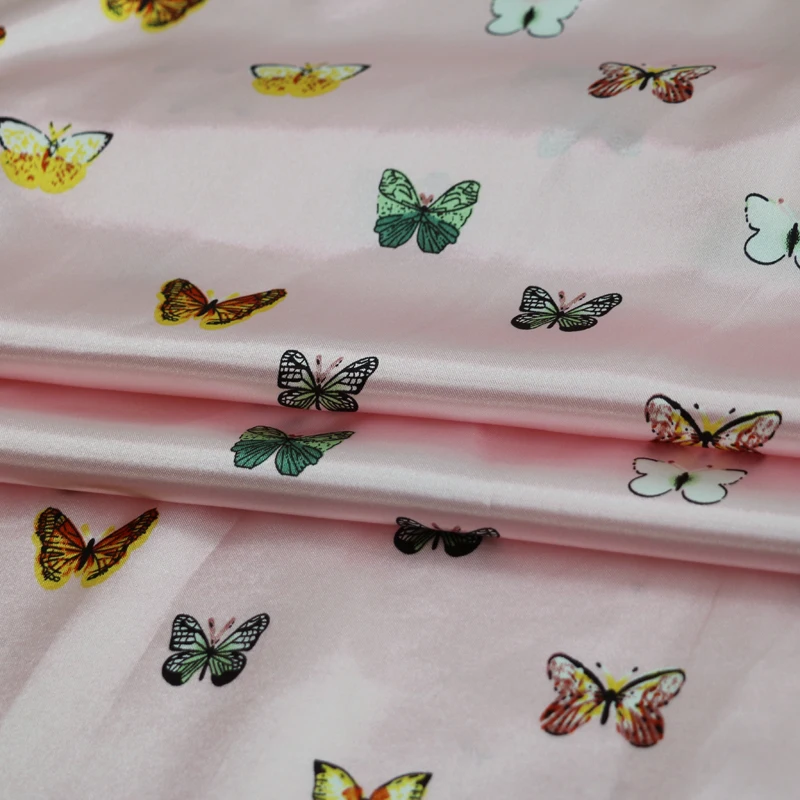 By Meter Soft Silky Satin Material Charmeuse Fabric Lining Scarf DIY Tissu Butterfly