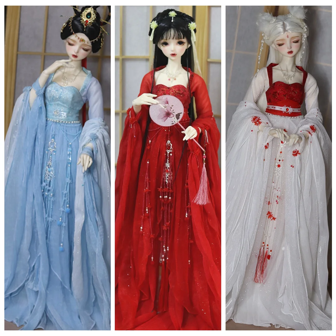 1/4 1/3 Scale BJD Clothes Doll Accessories Chinese Ancient Costume Hanfu Dress Red Outfit for BJD/SD MSD SD13 Big Girl C1415