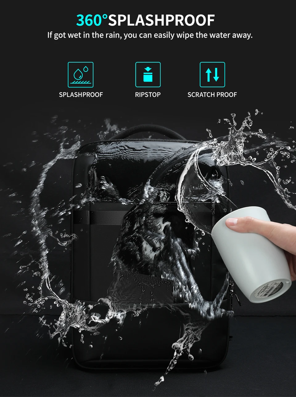 Tigernu Anti Diebstahl Rucksack 15,6 zoll Laptop Rucksack Männer TPU Wasserdichte Reise Rucksäcke Männlichen Schule Taschen Für Männer Gepäck Taschen – Detail 7