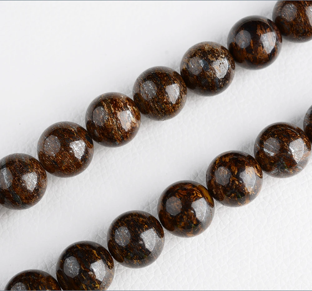 16mm natural bronzite smooth round loose beads
