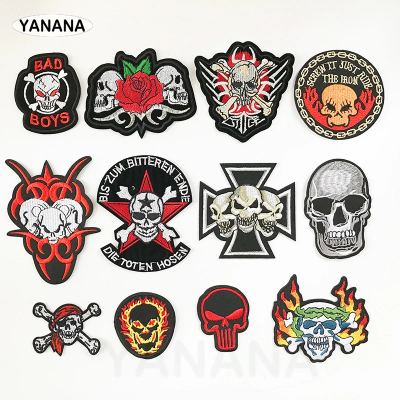 

Skull Skeleton Patch Iron on Embroidered Sew Applique Fabric Badge Garment DIY clothes