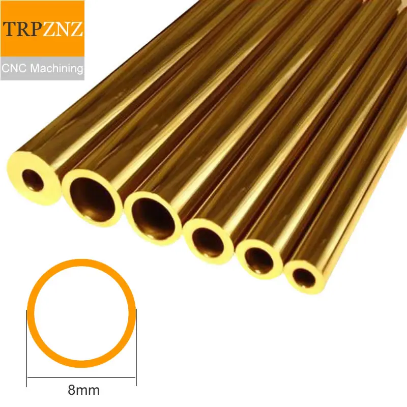 Tubulação de bronze H62, diâmetro exterior 8mm, diâmetro interno 7,6 7,5 7,4mm 7mm 6mm 5mm 4, tubulação de cobre, tubo de bronze oco capilar