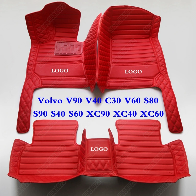 Custom 3D Car Floor Mats for Volvo V90 V40 C30 V60 S80 S90 S40 S60 XC70 XC90 XC40 XC60 Auto Carpet Cover Leather Car Fot Pads