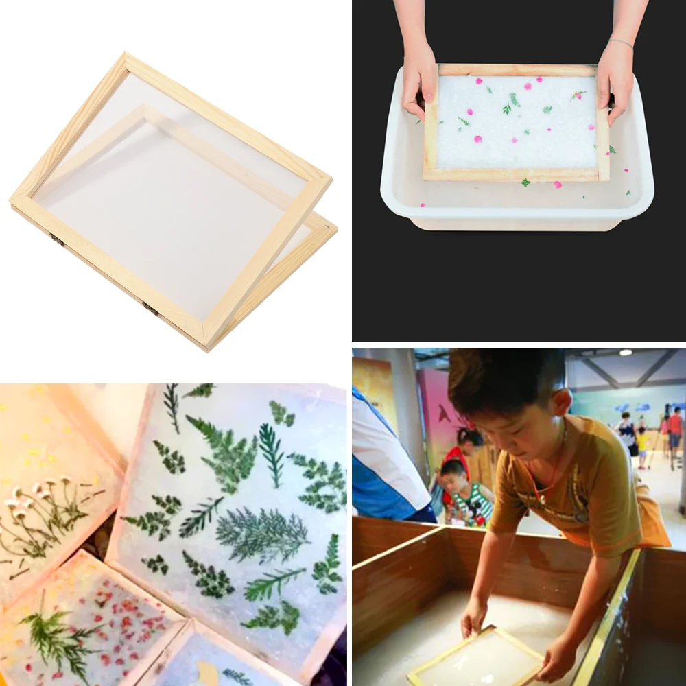 9 rozmiar wytwarzanie papieru forma rama DIY Papermaking wytwarzanie papieru ekran drewniana siatka forma drewno rzemieślnicze zestaw do pakowania