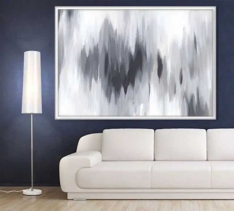 Gray Original Large Painting on Canvas Black and White Minimal Acrylic Painting Abstract Acrylic Art Contemporary Wall Decor