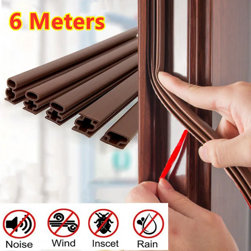 6M Silicone Rubber Self-adhesive Sealing Strip for Home Door Window sealing strip dustproof soundproof and anti-collision strips