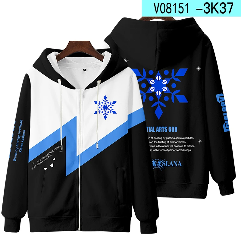 Honkai Impact 3rd 3D Print Zip Up Vrouwen/Mannen Hoodies Sweatshirts Streetwear Hip Hop Kiana Kaslana Cosplay Rits Hooded jas