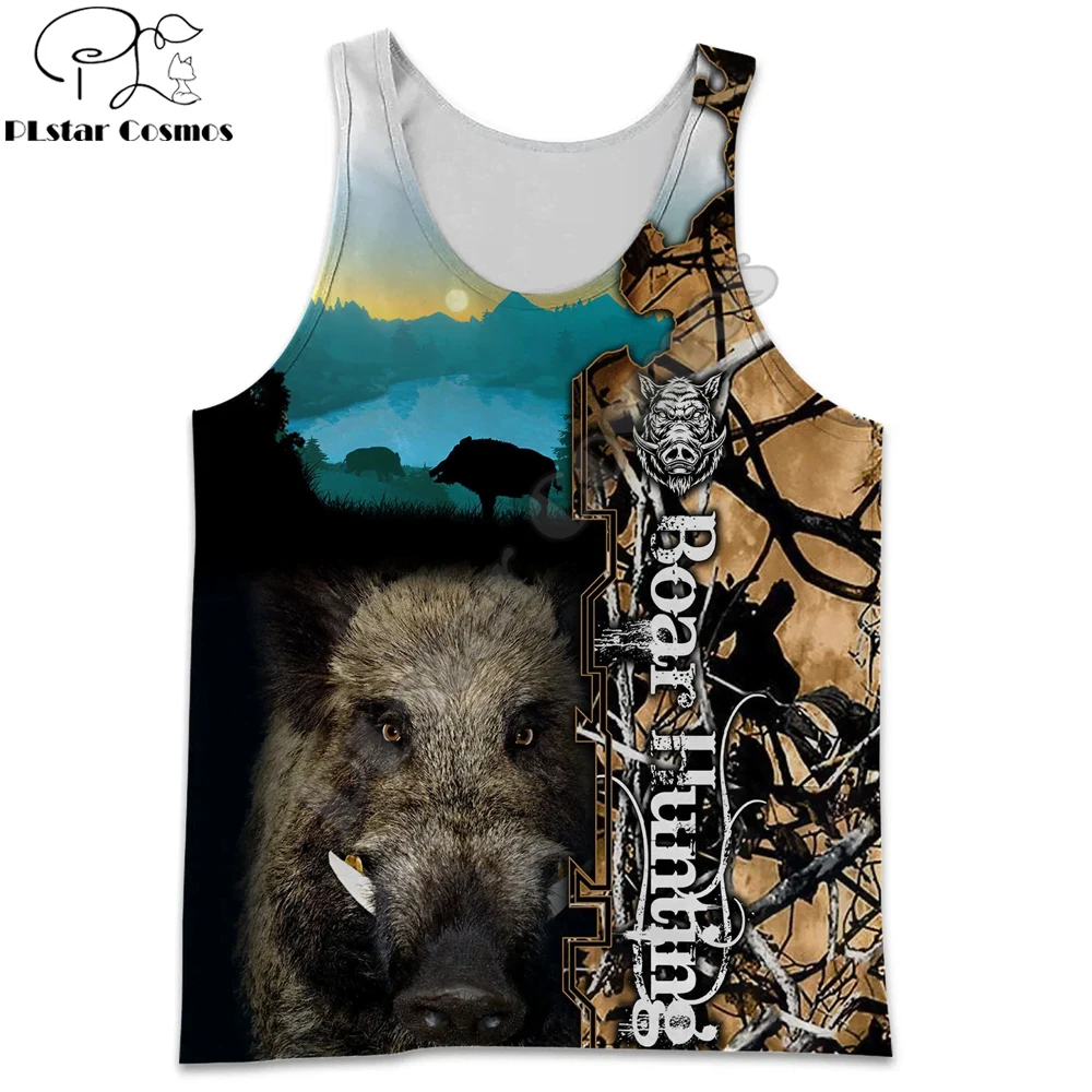 Beautiful Animal Boar Hunting 3D Printed Men vest Summer Harajuku Sleeveless T-shirt Unisex Casual Polyester tank tops BX-0037