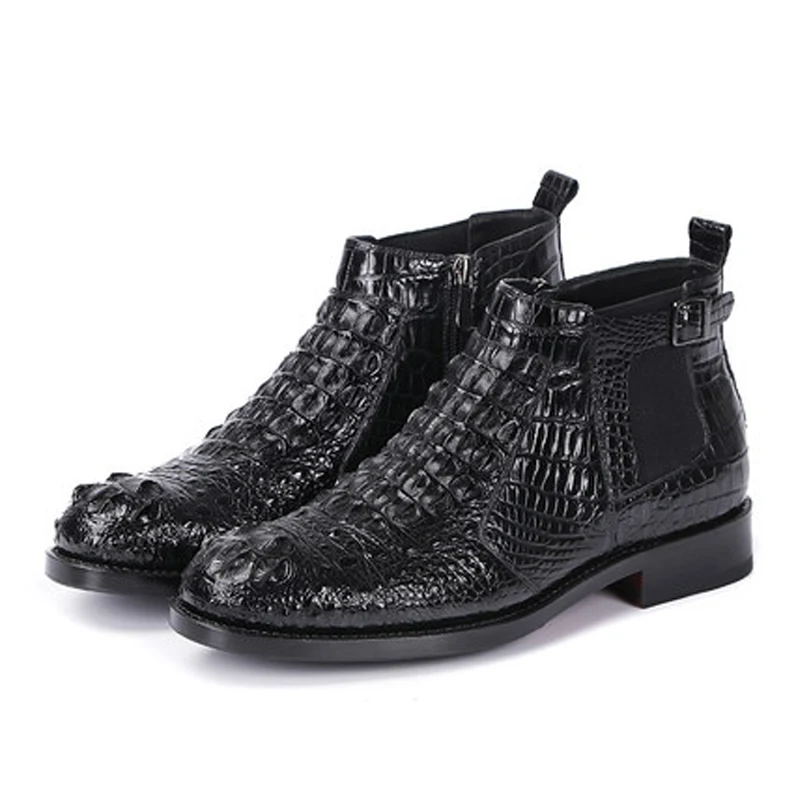 weitasi crocodile  boots  Men boots  Short boots men boots  Leisure shoes  custom-made  crocodile leather  Men shoes  tie