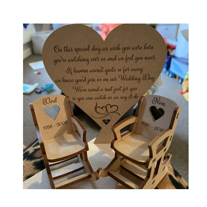 Personalized Heart Memorial Wooden Rocking  Chair,Wedding Decoration,Loved Ones in Heaven,Party Favor Christmas Gift