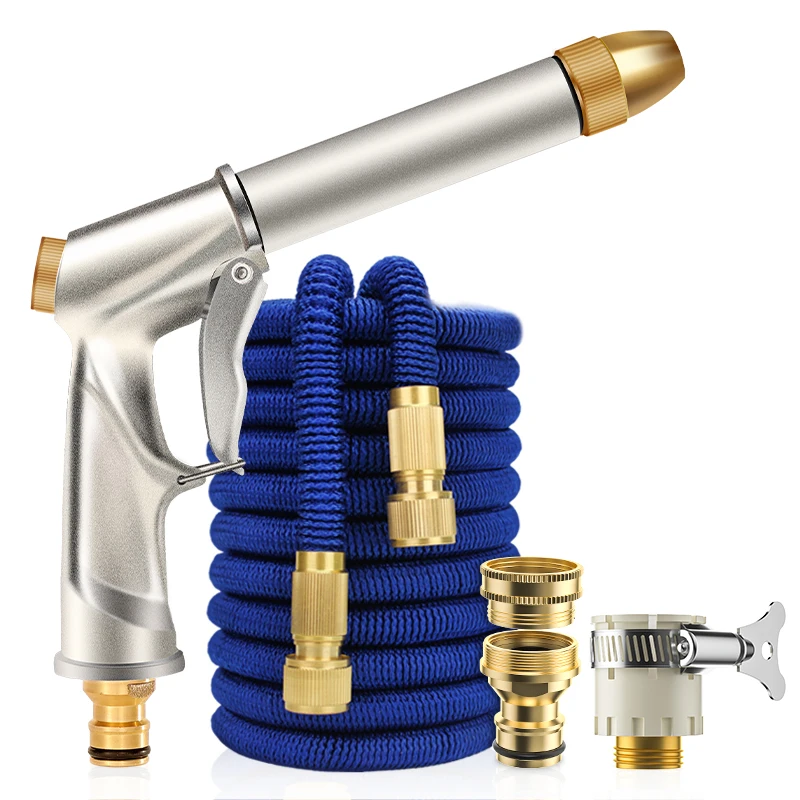 

Expandable Garden Hose Durable Spray Nozzle And Connector Metal Car Wash Gun Retractable Water Hose Pipe Plant Watering Machine