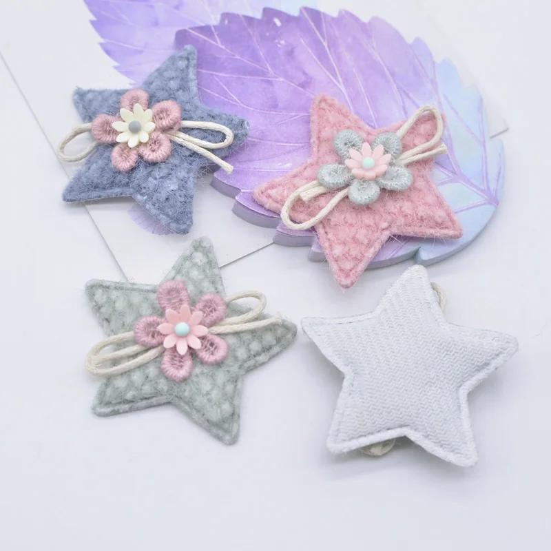 10Pcs 45mm Soft Corn Plush Star Applique for DIY Clothes Hat Headwear Patches Gloves Leggings Socks Sewing Decor Accessories P86