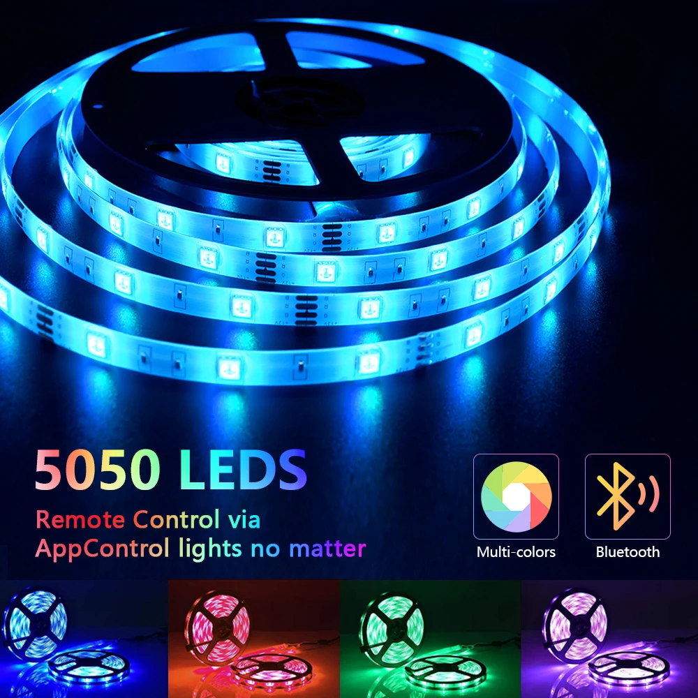 LED Strip Light RGB 5050 18LEDS/M Flexible Ribbon fita led light strip RGB 5M 10M Tape Diode DC 12V+ Remote Control +Adapter