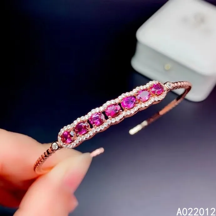 

KJJEAXCMY fine jewelry natural garnet 925 sterling silver luxury new girl hand bracelet wristband support test hot selling