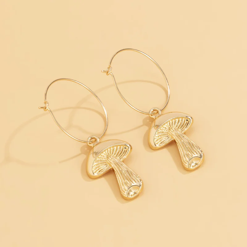 Trendy Jewelry Mushroom Drop Earrings 2021 New Design Hot Selling Metal Dangle Earrings For Women Party Gifts