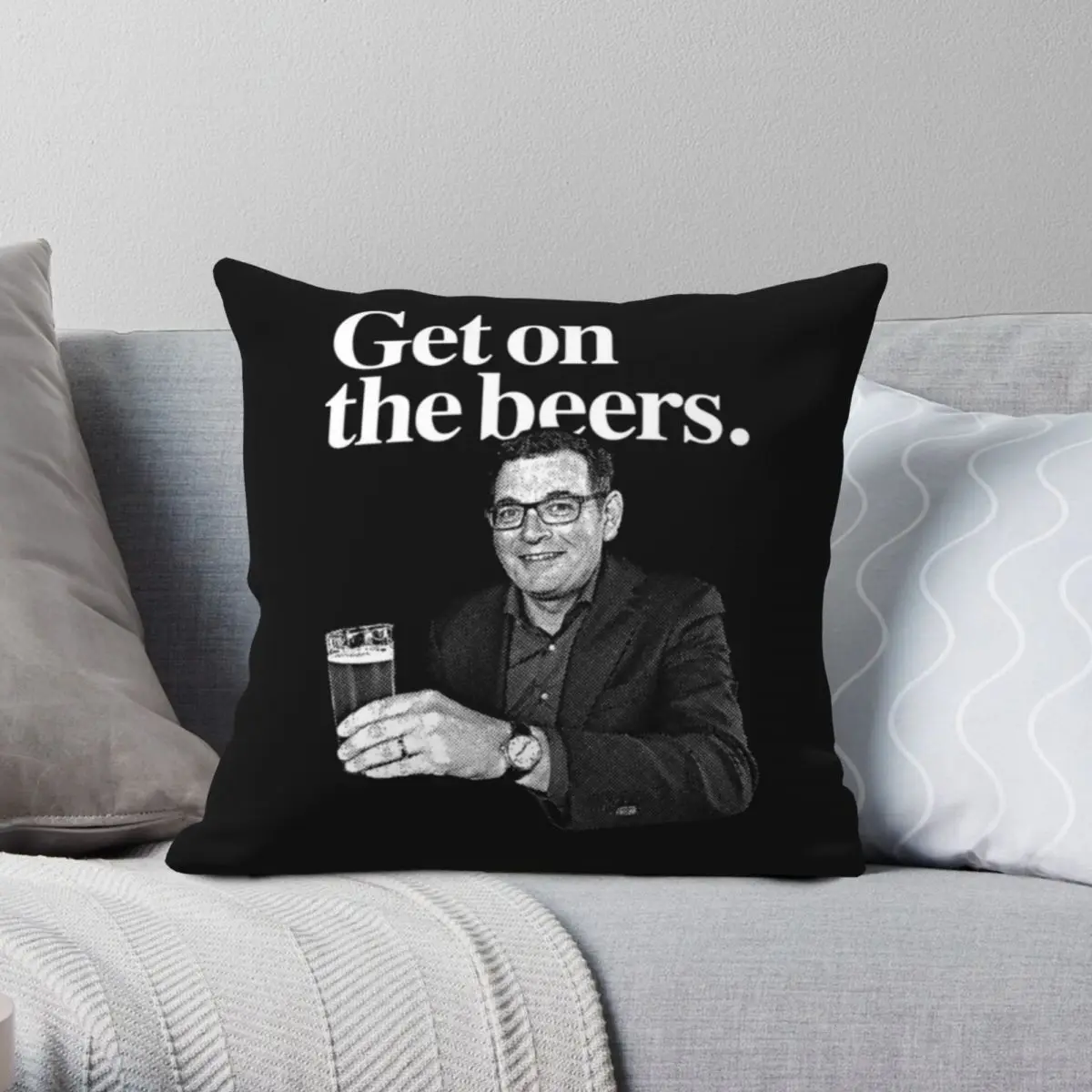 

Get On The Beers Square Pillowcase Polyester Linen Velvet Pattern Zip Decor Home Cushion Cover