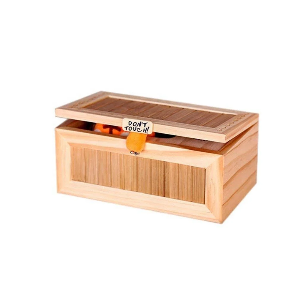 New Arrival Leave Me Alone Box Wooden Useless Box Don't Touch Useless Box Tiger Toy Gift with Sound