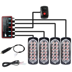 1 Set LED Car Front Grille Strobe Light 12V Emergency Strobe Light Motorcycle Flashing Light Ambulance Police Warning Lights