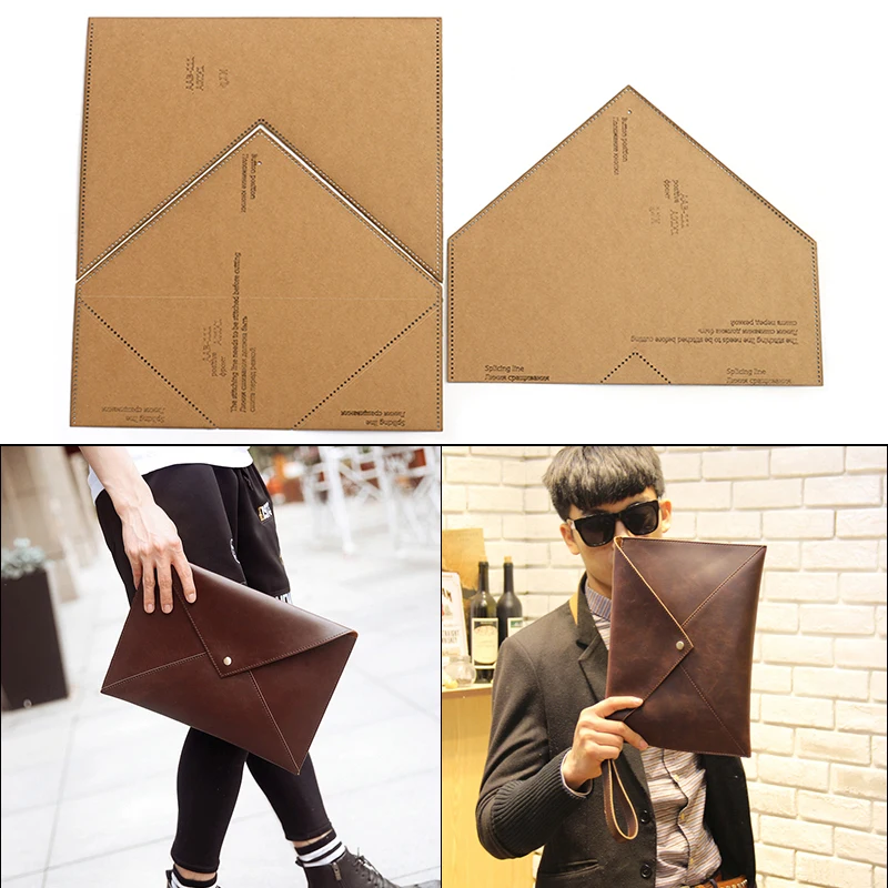 New Fashion Clutch Bag Men\'s Bag DIY Leather Tool Acrylic and Kraft Paper Template Handmade Leather Craft Bag Template 31*23cm