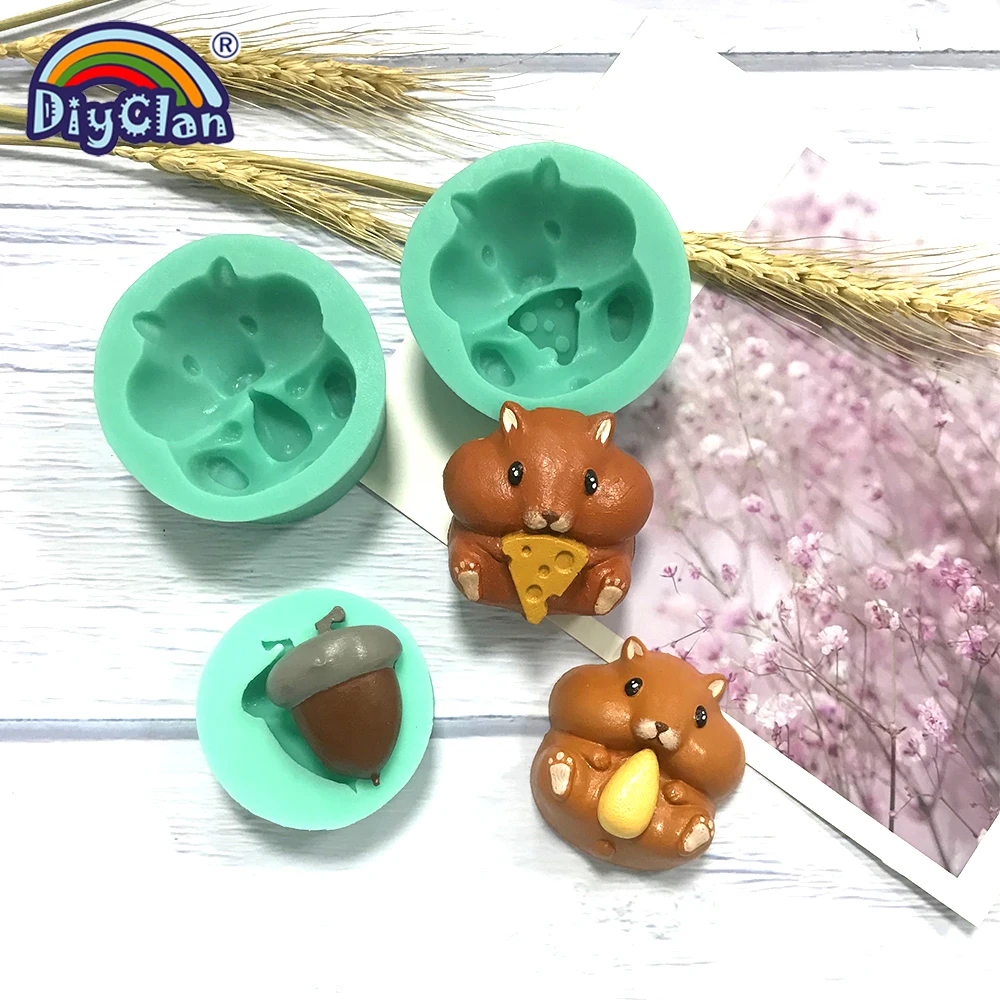 Hamster Acorn Silicone Fondant Mold Chocolate Dessert Sugar Jelly Cake Decorating Mould DIY Handmade Plaster Clay Crafts