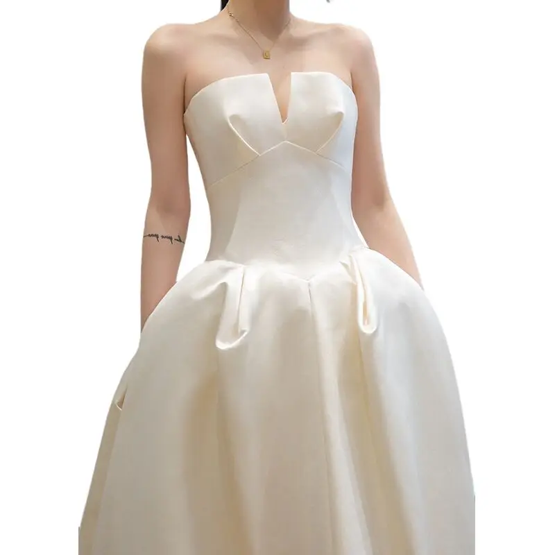 Свадебное платье Novo Estilo de Cetim Strapless Vestido de Noiva Vestido De Novia Noiva A Ser Robe De Mariée MF0173