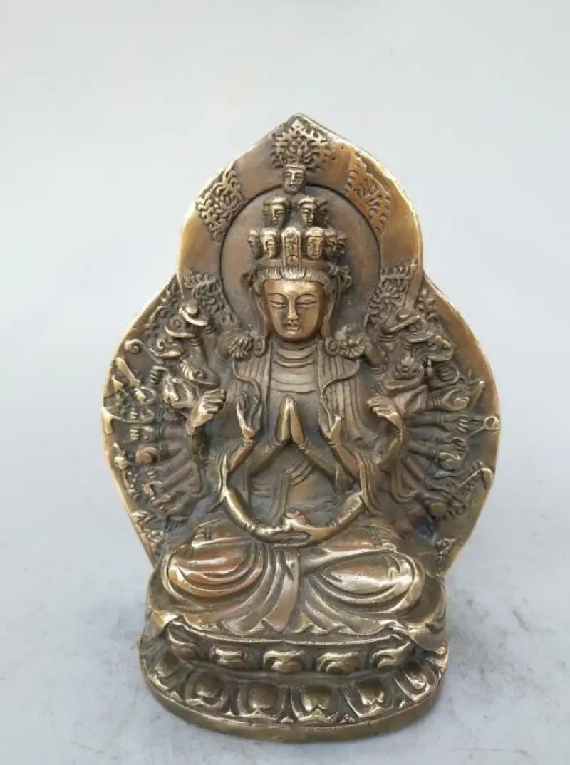 

Chinese Pure Brass Thousand-Hand Kwan-Yin Buddha Statue Lucky Mascot Collection Ornaments Home Decor Statues Et Sculptures