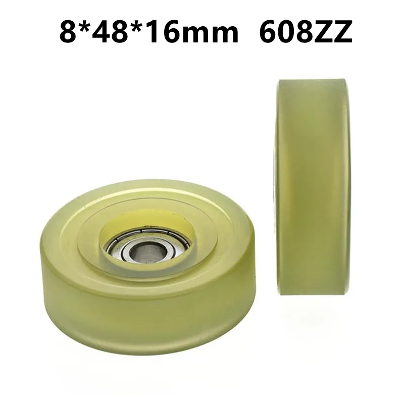 

10pcs/40pcs 8*48*16mm Polyurethane PU 608 608ZZ Low Noise Roller Bearing Friction Pulley Soft Rubber 8x48x16mm