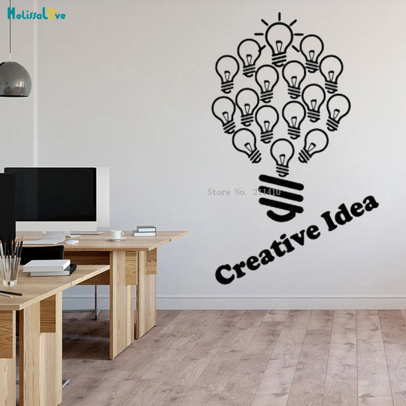 Unity Can Emit A More Shining Light Vinyl Wall Decal Creative Idea Lamp Bulb Office Interior Teamwork Stickers YT4110