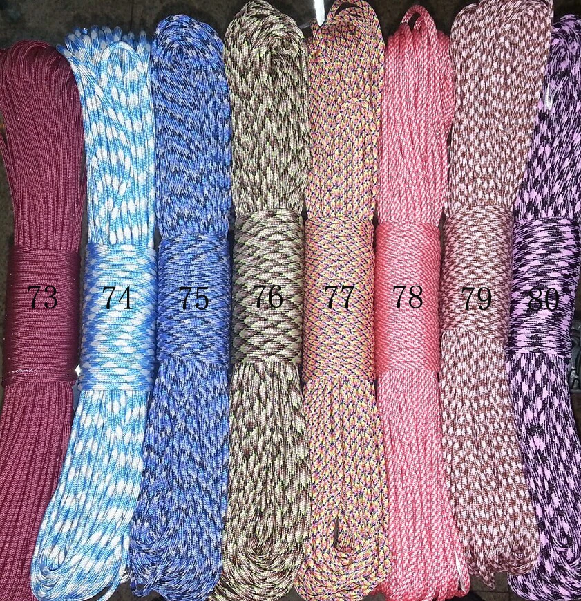 1PCS 550 Paracord Parachute Cord Lanyard Mil Spec Type III 7 Strand Core 100 FT 30 Colors For Climbing Camping Buckles Bracelet