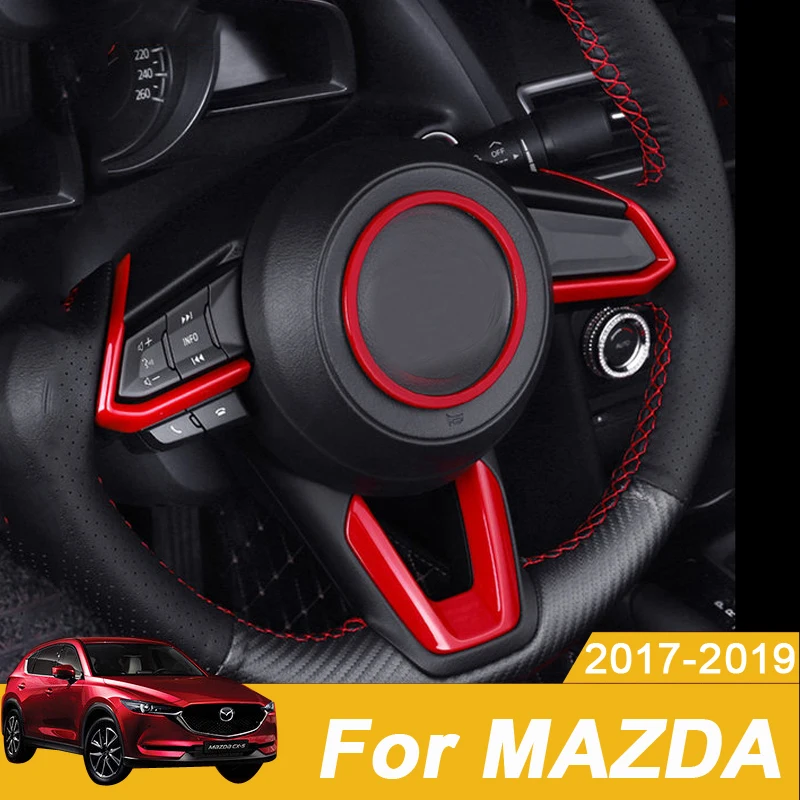 Car Steering Wheel Trim Circle Sequins Cover Sticker For Mazda 2 3 6 Demio CX3 CX-3 CX-5 CX5 CX7 CX9 Axela ATENZA 2017 2018 2019