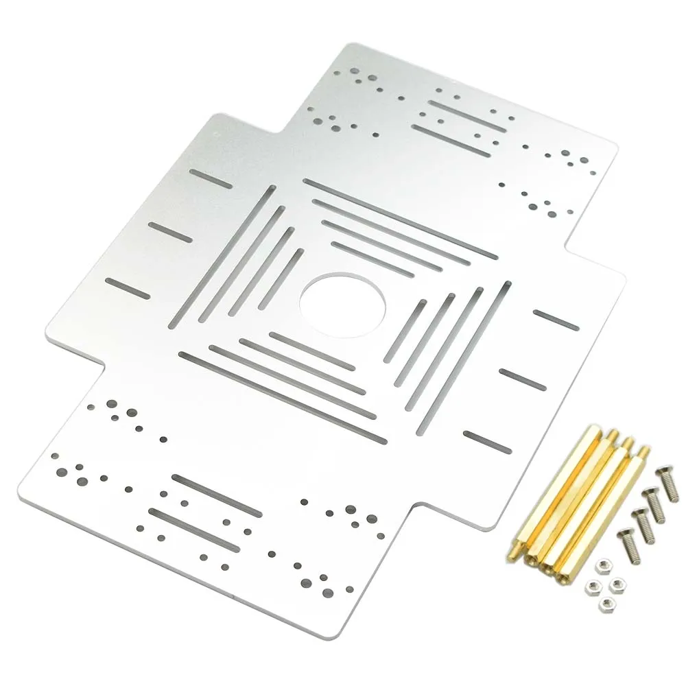 Chasis de aleación de aluminio de placa de Metal grande con acoplamientos de 50mm para Arduino STM32 Mecanum Wheel Robot Car chasis DIY piezas de juguete