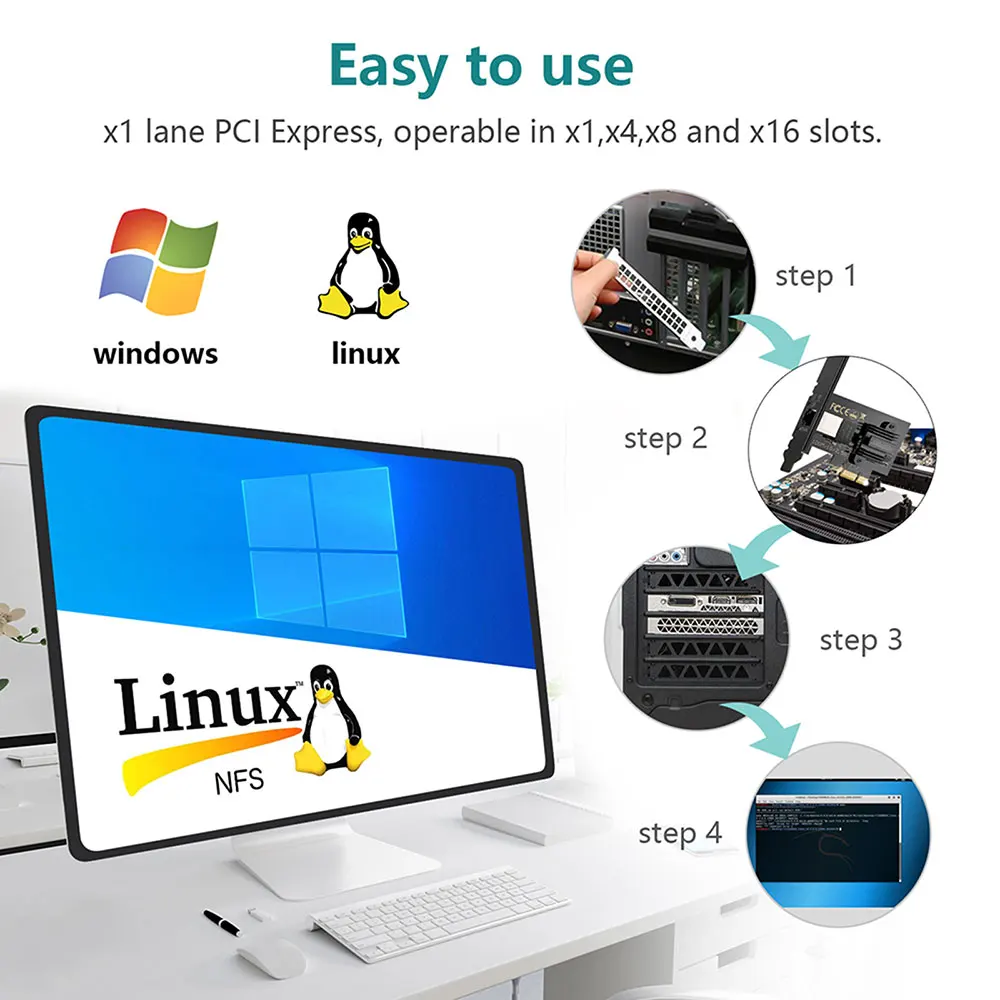 2.5 gigabit pci express adaptador de rede 100/1000/2500mbps rj45 lan gigabit adaptador conversor suporte windows/linux/mac