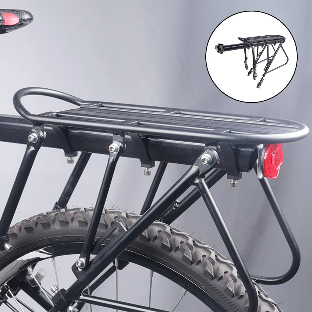 Bike Rear Rack Cargo Panniers MTB Tailstock Biking with Safety Warning Light