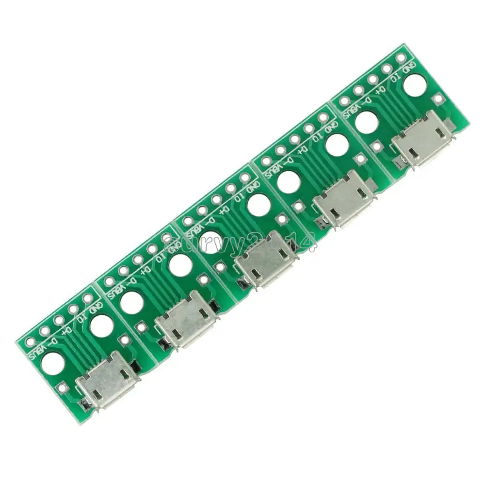 5PCS Micro USB to DIP Adapter Connector Module Board Panel Female 5-Pin Pinboard 2.54mm Micro USB PCB