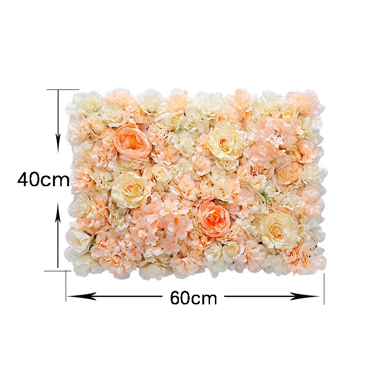 40x60cm Silk Rose Flower Wall Wedding Decoration Backdrop Champagne Artificial Flower Flower Wall Romantic Wedding Decor