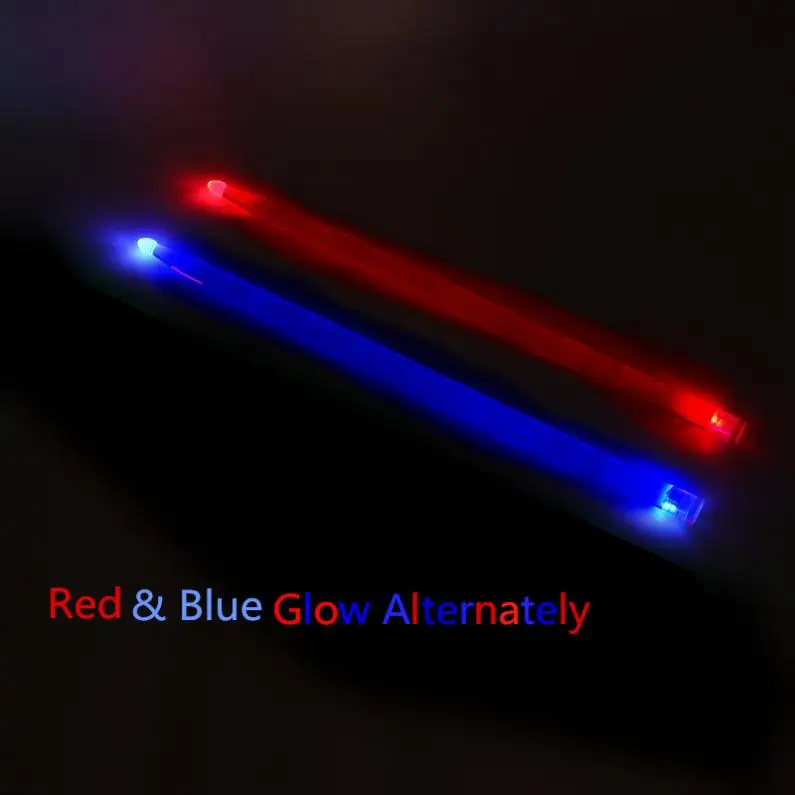 5A Acrylic Drum Stick Red & Blue Glow Alternately Noctilucent Glow in The Dark Stage Performance  Luminous Jazz Drumsticks