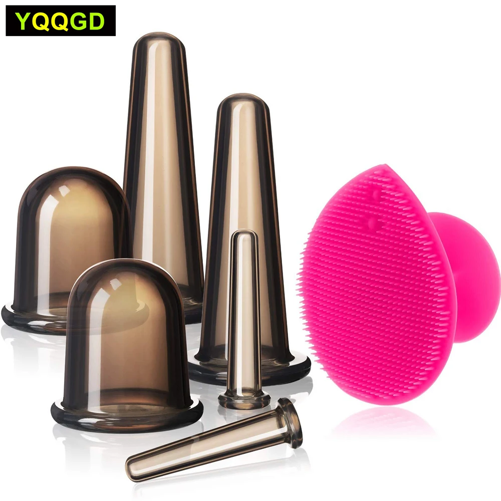 7Pcs Cupping Facial Set for Face Eye Cupping Massage, Facial Cupping Set Silicone Cups with Exfoliating Brush for Face Neck Skin
