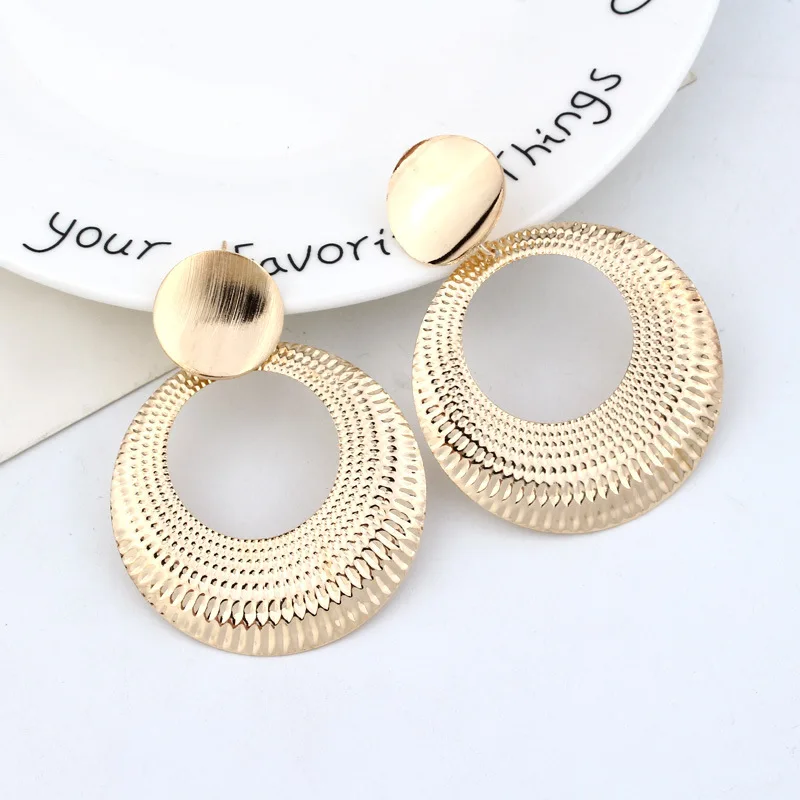 Fashion Exaggerated Pendant Size Round Circle Earrings Female Temperament Personality Color Matching Bump Earrings Ear Jewelry