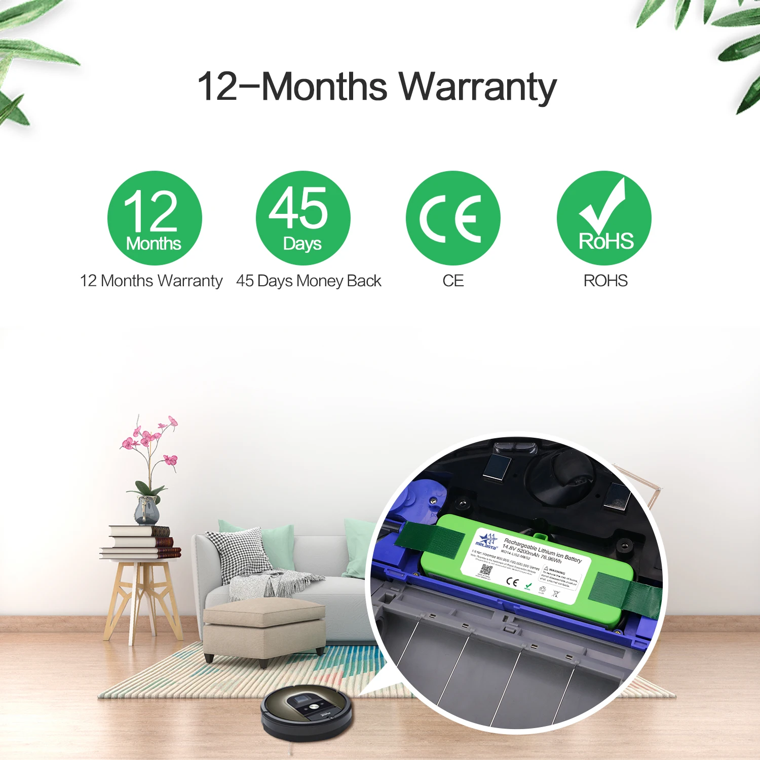 5.2Ah 14,8 V литий-ионный аккумулятор для iRobot Roomba Cleaner 900 800 700 600 Series 960 980 981 965 895 890 860 695 692 690 680 675