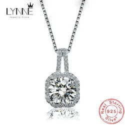 New Fashion 925 Sterling Silver AAA Zircon Square Pendant Necklaces Exquisite Crystal Clavicle Neck Chain For Women Jewelry Gift