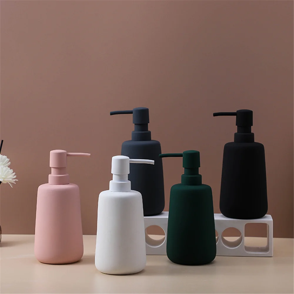 Matte Ceramic Soap Dispenser Bathroom 260ml 400ml Liquid Empty Refill Sub-bottle Hand Sanitizer Shower Gel Shampoo Bottles