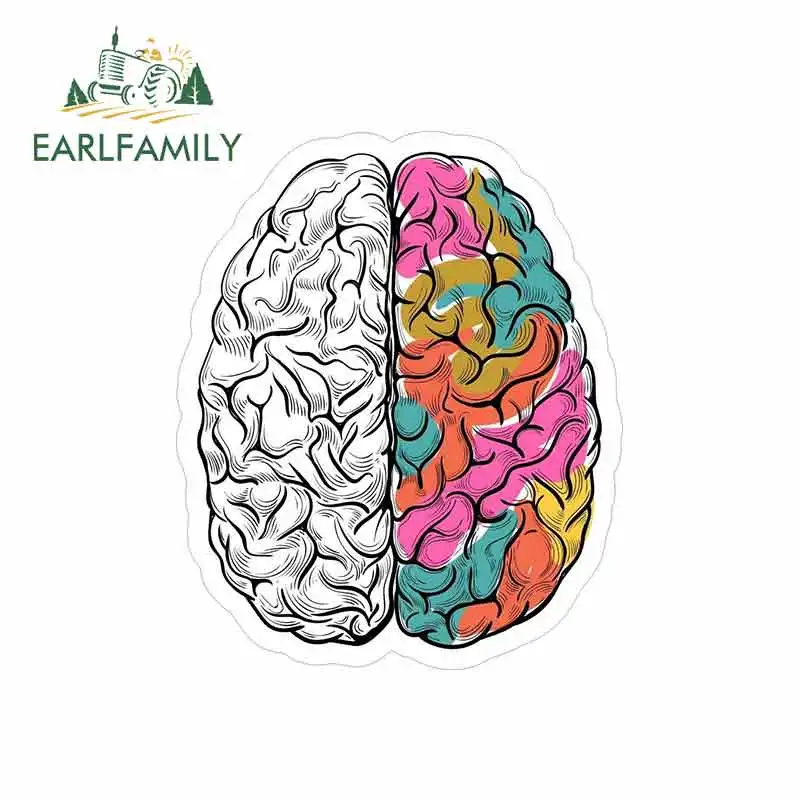 EARLFAMILY 13cm x 10.8cm For Brain Colorful Art Rainbow  Wrap Sticker Vinyl Decal Sticker Car Truck Pinup Personality Sticker