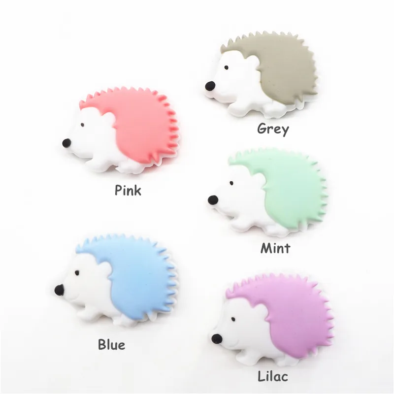 Chengkai 50pcs Silicone Hedgehog Teether Beads DIY Baby Animal Cartoon Teething Sensory Toy Pacifier Jewelry Making Beads