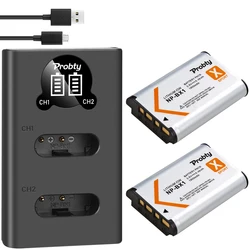 PROBTY 2Pcs NP-BX1 NP BX1 Batteries + LED Charger For Sony DSC-RX100 DSC-WX500 IV RX10 II HX300 WX300 HDR-AS15 CX240E MV1 AS30V