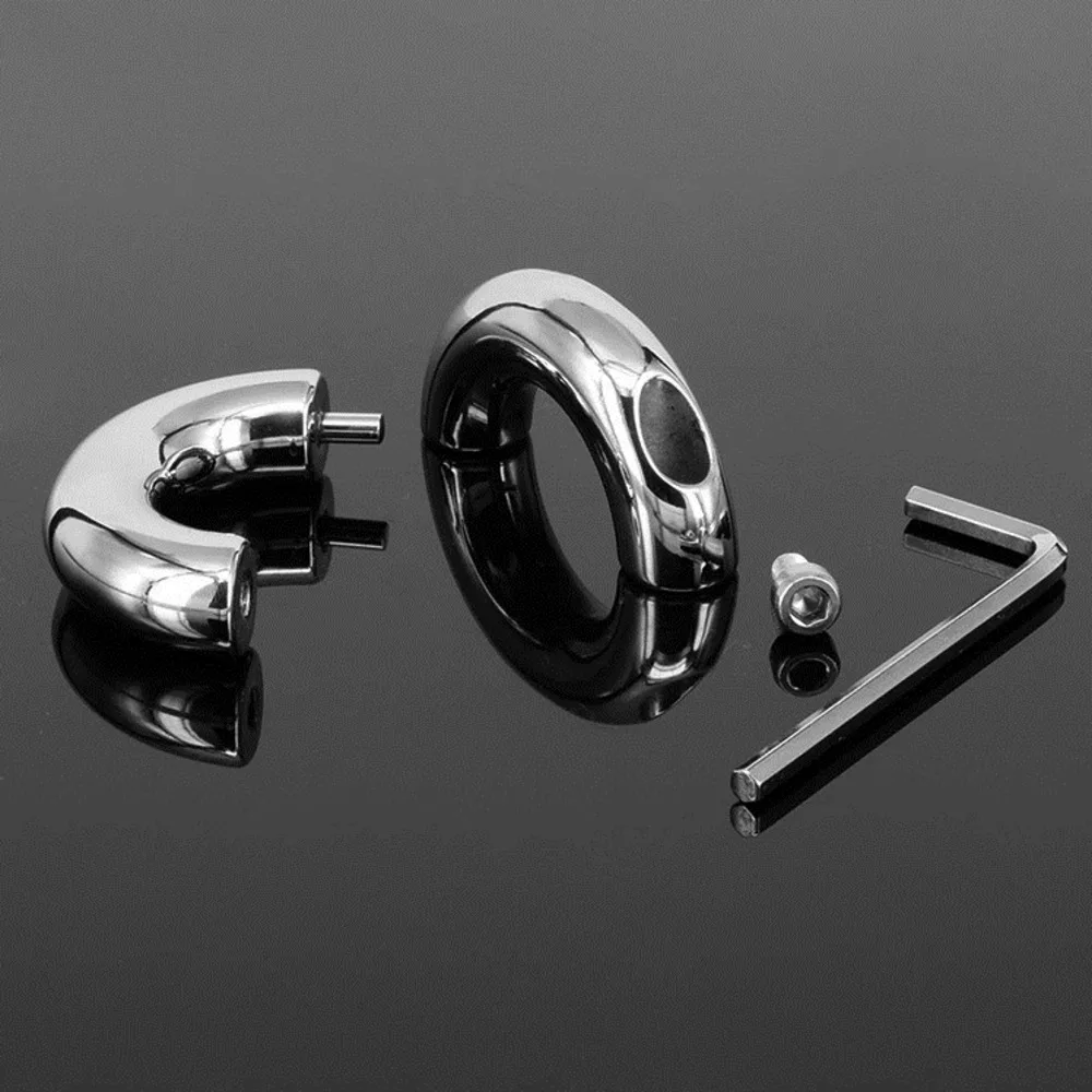 Penis Ring Cock Rings Stainless Steel Heavy Duty Magnetic Ball Scrotum Stretcher Metal Lock semen Male Delay Ejaculation Sex Toy