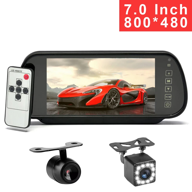 

7 Inch HD Car Mirror Monitor Parking Assistance 2 AV input Rear View Camera Optional