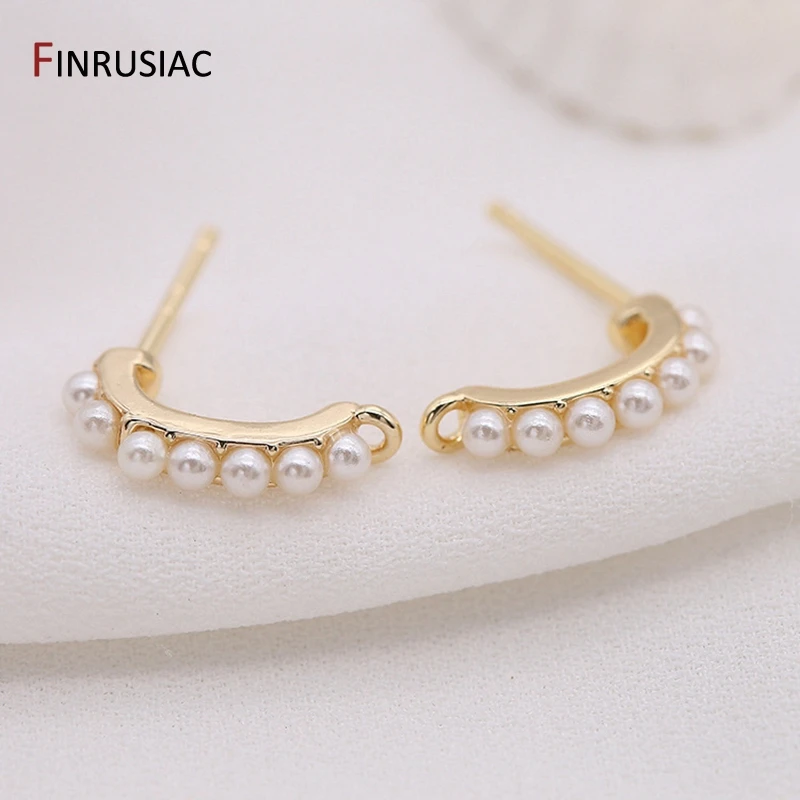 2022 Korean Earrings Accessories Findings High Quality Brass Metal With 14K Gold Plated Inlaid Pearl Earring Hooks Fittings