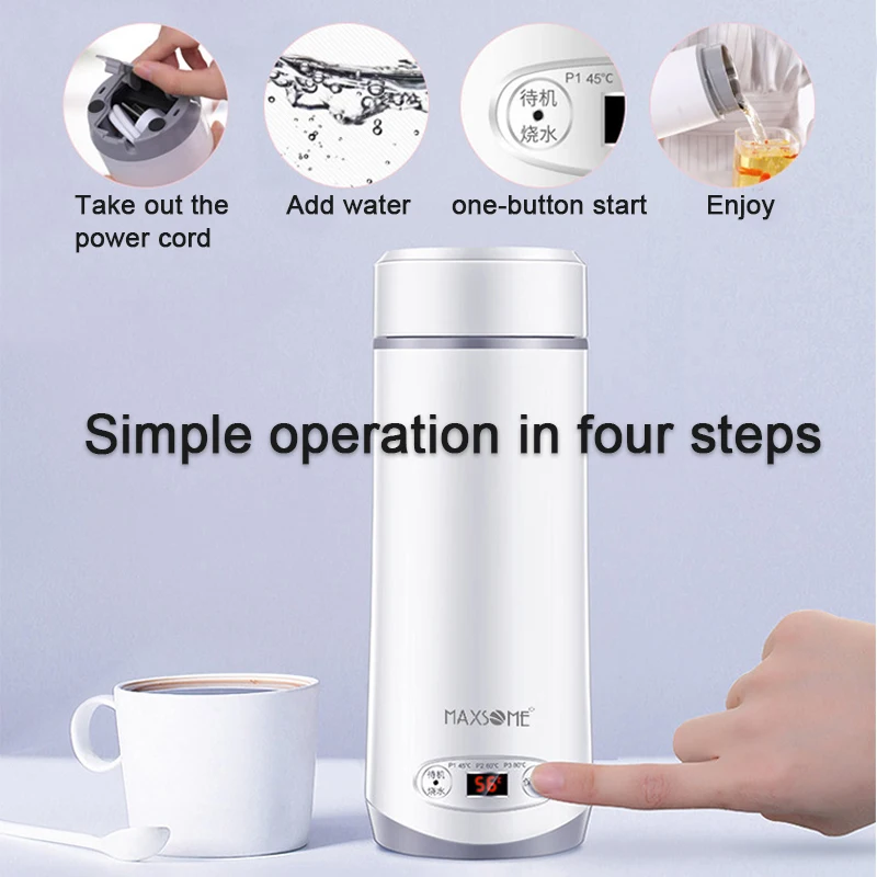 350/450ML Smart Thermos Bottle Portable Travel Electric Kettle Digital Display Temperature Smart Thermos Cup Stainless Steel